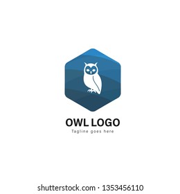 Owl logo template design. Owl logo with modern frame isolated on white background