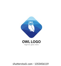 Owl logo template design. Owl logo with modern frame isolated on white background