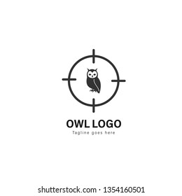 Owl logo template design. Owl logo with modern frame isolated on white background