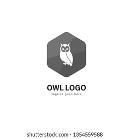 Owl logo template design. Owl logo with modern frame isolated on white background
