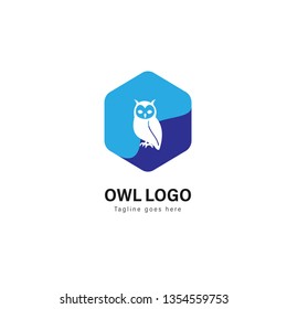 Owl logo template design. Owl logo with modern frame isolated on white background