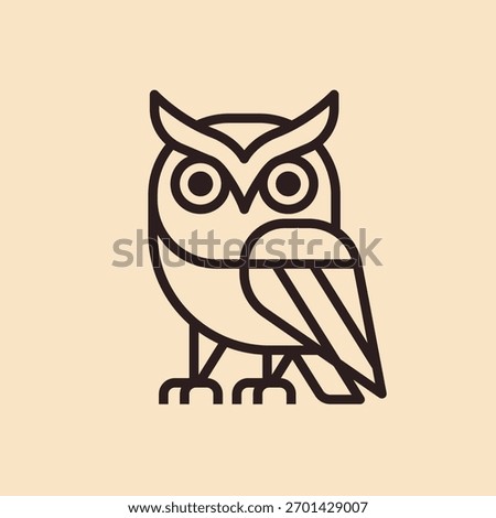 Owl Logo Template - Minimalist Modern Icon of Wisdom and Knowledge.
