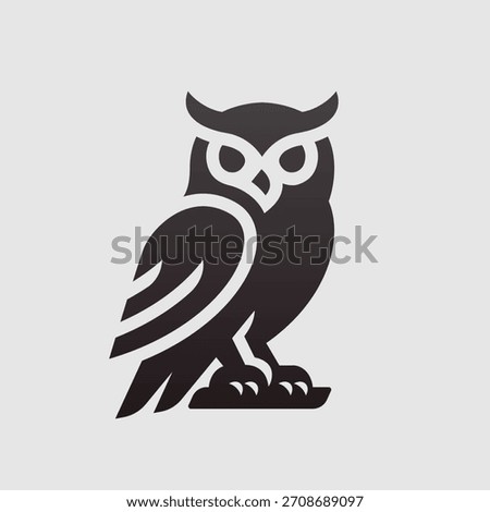 Owl Logo Template - Minimalist Modern Icon of Wisdom and Knowledge.