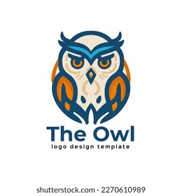 Owl logo template vector icon illustration design. Owl head logo template. flat color