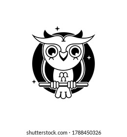 Ilustración Del Vector De Plantilla De Logo De Owl Adecuada Para La Impresión De Tarjetas De Saludo, Carteles O Camisetas.