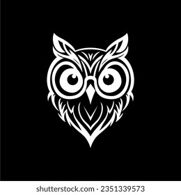 Owl Logo Template Vector Illustration. Black Background