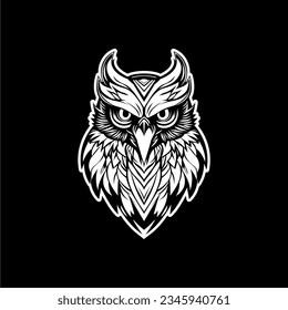 Owl logo vector design, black white, Owl esport logo, Owl tattoo, line art, logo, hand tattoo, body tattoo, Owl t-shirt design, silhouette