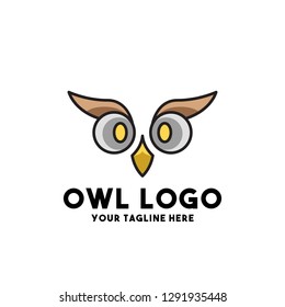 owl logo vector with design modern style anumal cute night