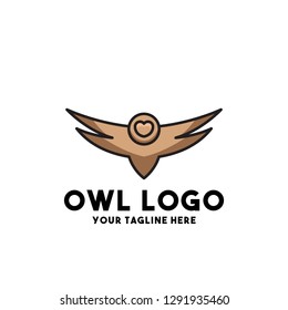 owl logo vector with design modern style anumal cute night