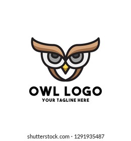 owl logo vector with design modern style anumal cute night