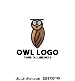 owl logo vector with design modern style anumal cute night