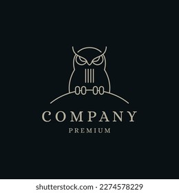 owl logo vectorial icono ilustración línea art.