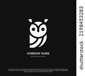 Owl logo vector illustration. Emblem on black background.