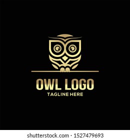 Owl logo - vector illustration. Emblem design on black background.