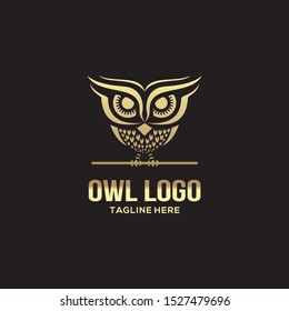 Owl logo - vector illustration. Emblem design on black background.