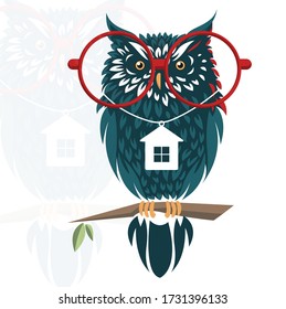 Owl Logo Vector Illustration Isolated On White Background