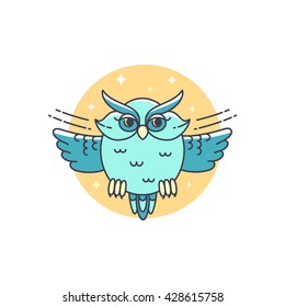 Owl logo. Vector illustration in lilear style