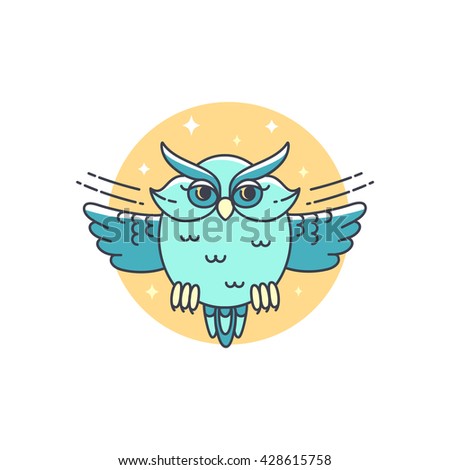 Owl logo. Vector illustration in lilear style