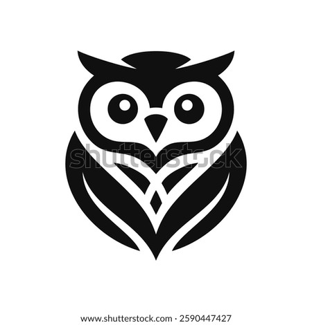 Owl logo vector illustration template. Simple art design black and white hand draw