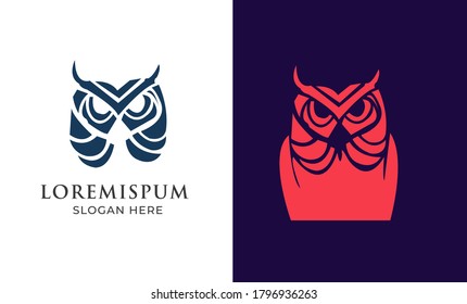Owl logo - vector illustration. wise hand drawn sitting wise owl, owl head closeup set.animal geek logo ,owl wings silhouette,geometric abstract owl,marine animals low poly,owl flying logo line art 