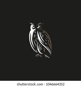 Owl logo - vector illustrations. Emblem design on black background.