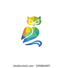 Owl logo vector in modern colorful logo design. Owl icon vector isolated on white background.	