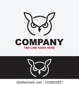 Owl logo vector with monoline style for business name.eps10