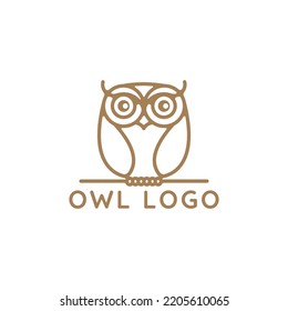 Owl logo. Vector sign. Linear style. Isolated.