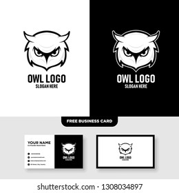 Owl Logo Vector Template, Free Business Card Mockup