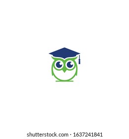 Owl logo vector template with graduation hat. Education logo design.