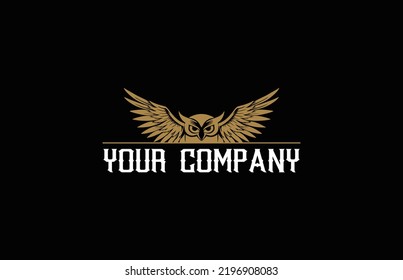 Owl Logo Vintage In gold color