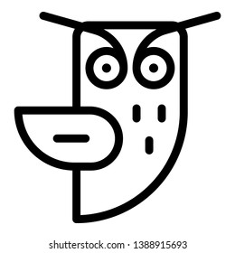Owl with long eyebrows icon. Outline owl with long eyebrows vector icon for web design isolated on white background