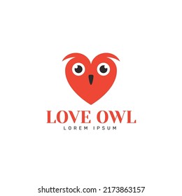 Owl love logo design template