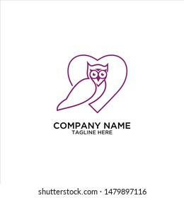 owl love simple line  logo
