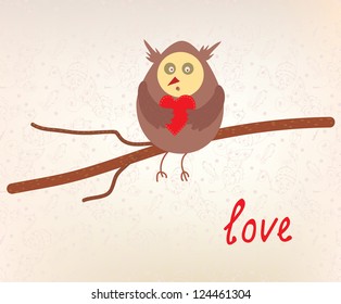 Owl love valentine card funny design