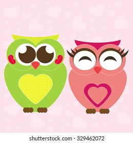 owl lovers kissing vector