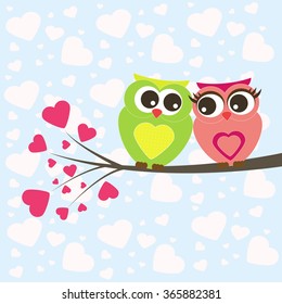 owl lovers valentine vector