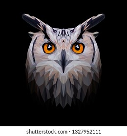 Owl low poly design. Triangle vector illustration.