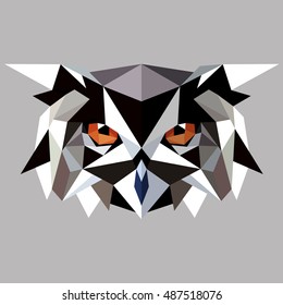 Owl. Low poly owl. Low poly illustration owl