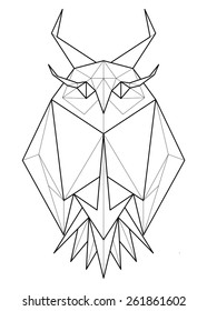 Owl. Low polygon linear vector illustration