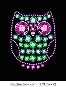 owl made of colored gems