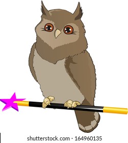 owl with a magic wand