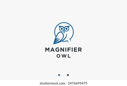 Búho con lupa logo diseño Vector silueta ilustración