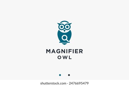 owl with magnifier logo design vector silhouette illustration