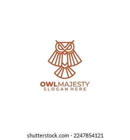 owl majesty logo design line art illustration
