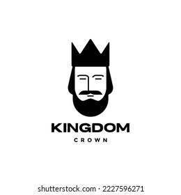 owl man cara rey corona barba diseño minimalista de logo vector