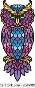 Owl mandala in Boho style vector illustration