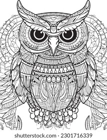 OWL MANDALA FARBIGE SEITEN FÜR KINDER UND ERWACHSENE