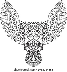 Owl Mandala Decorative Design Coloring Page Stock Vector (Royalty Free ...