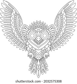 owl mandala design for coloring page print